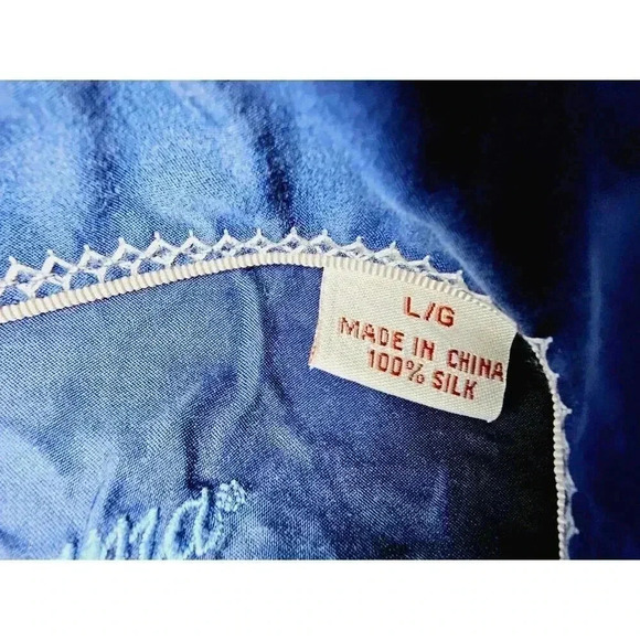 Tommy Bahama Size Large Men Blue Vanilla Trim Blue Stripe Button Down Silk Shirt - Picture 4 of 10